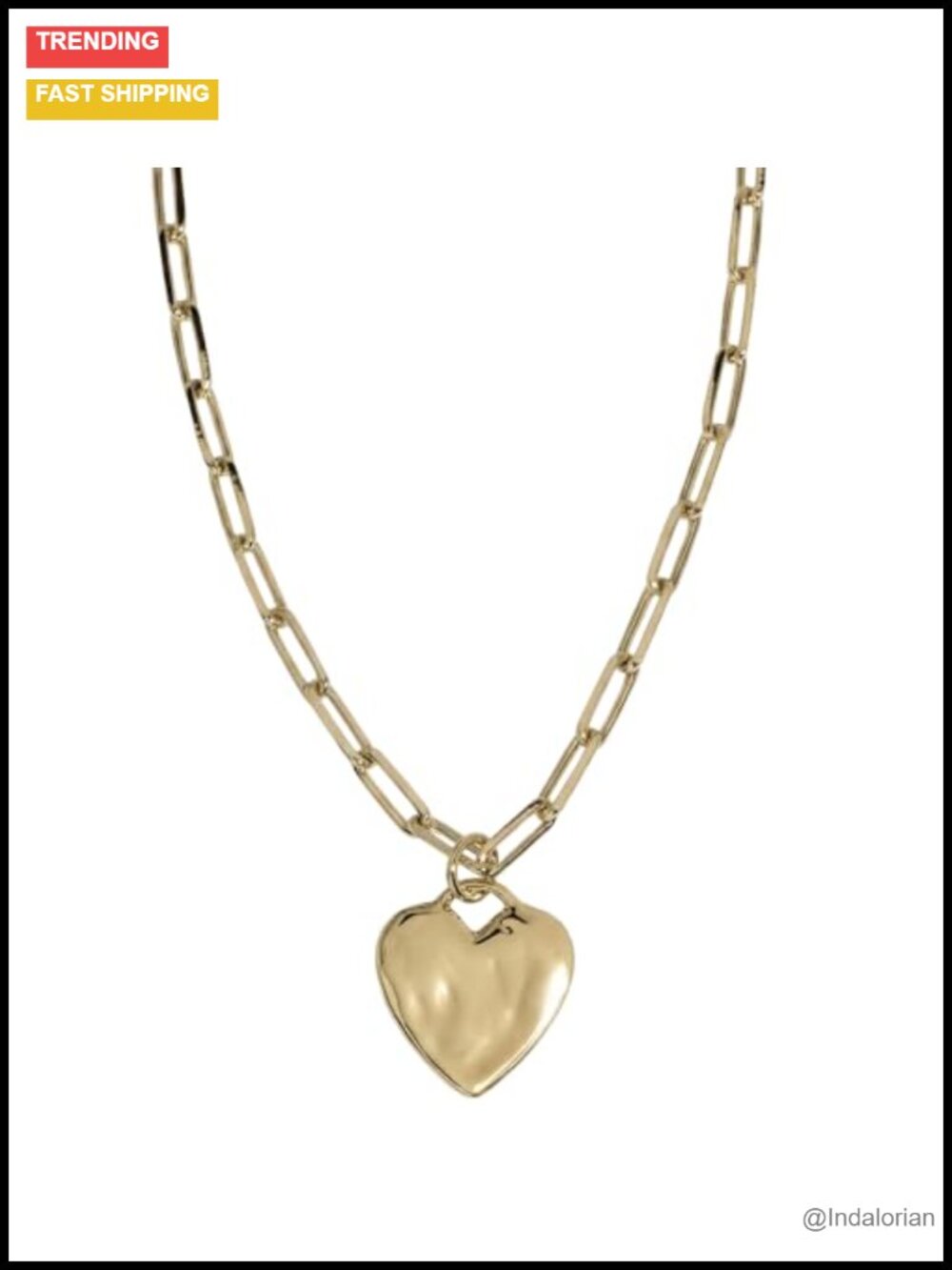 Chunky Heart Necklace for Women Waterproof Non-Tarnish Hypoallergenic Silver